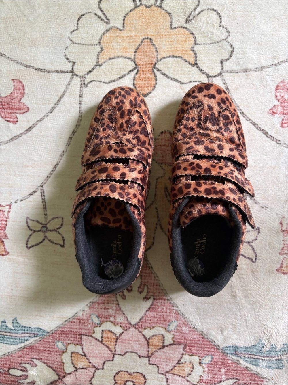 Camila Coelho Leopard Print Sneakers in Brown and Black